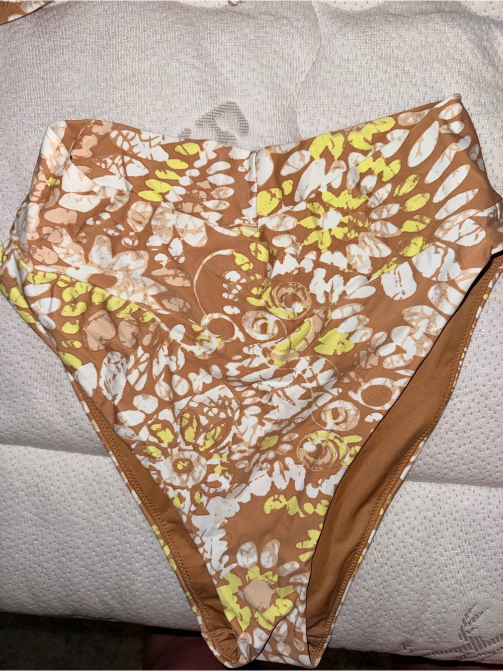 aerie Brown Swimsuit with White and Yellow Print - Picture 5 of 6